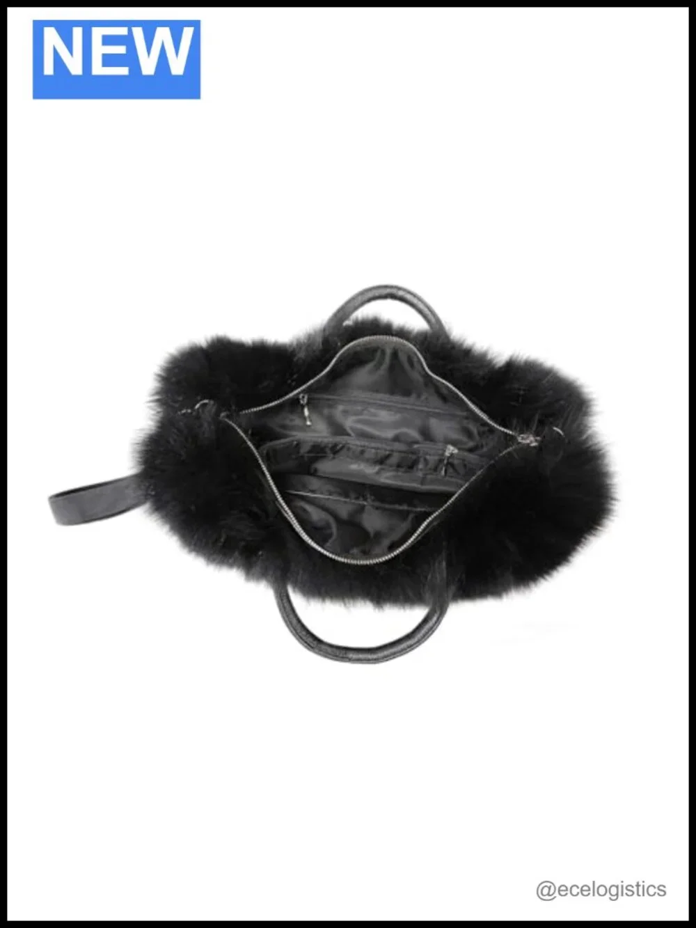 Genuine Fox Fur Shoulder Bag Leather Handbag Ladies Silver Fox Hobo Winter